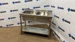Ванна моечная двухсекционная с полкой